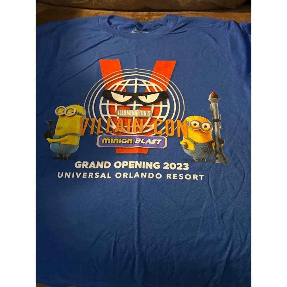 Universal Studios Villain-Con Minion Blast 2023 Grand Opening Shirt Royal Blue S
